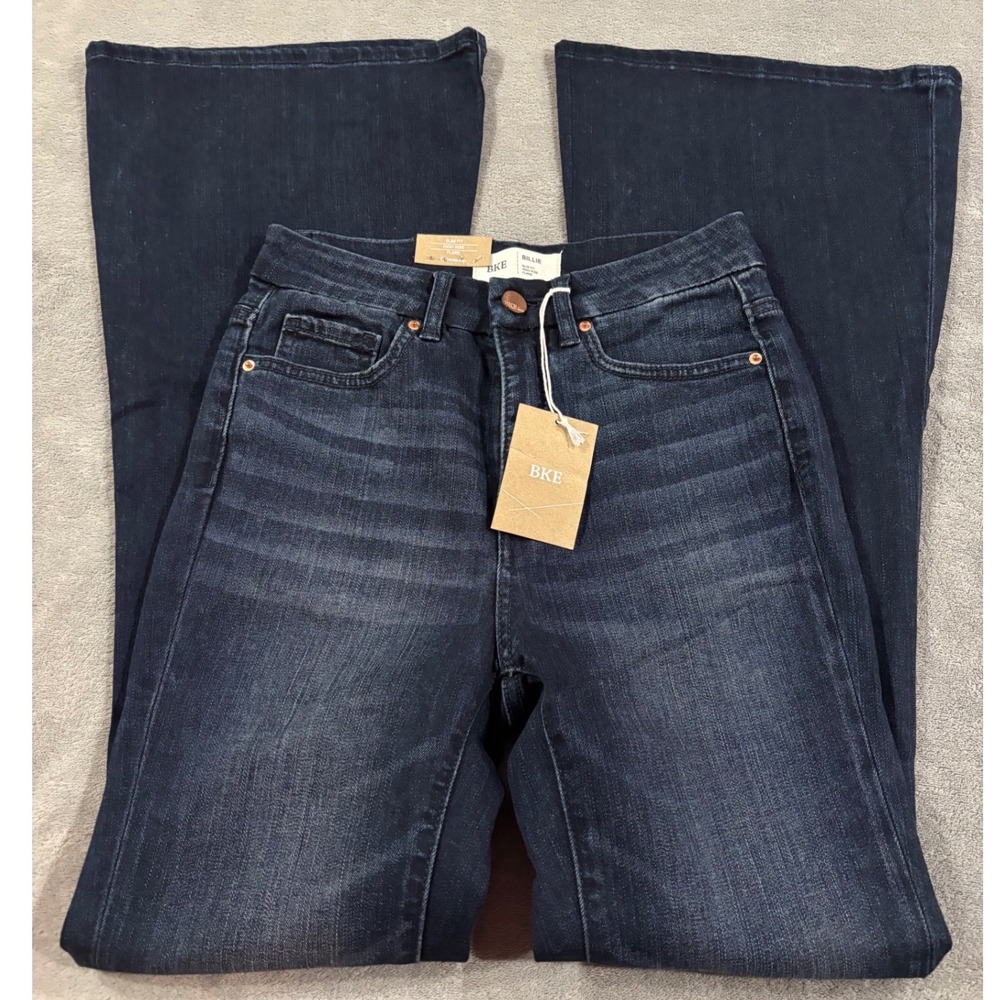 BKE Billie High Rise Flare Jeans Dark Wash Slim Fit Stretch 26R New